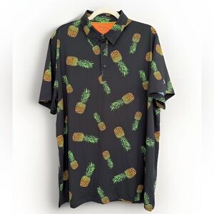 Birdie Bound Men’s Polo Short Sleeve Shirt Black Pineapple Size XL